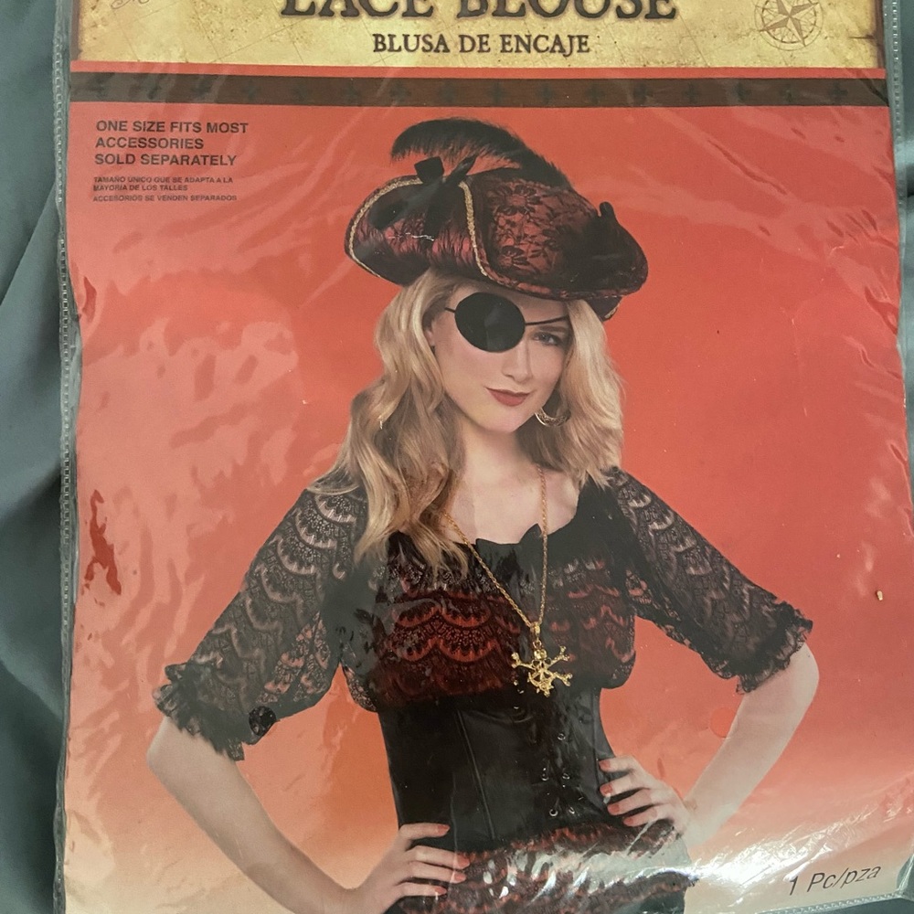 Black Lace Pirate Costume Blouse